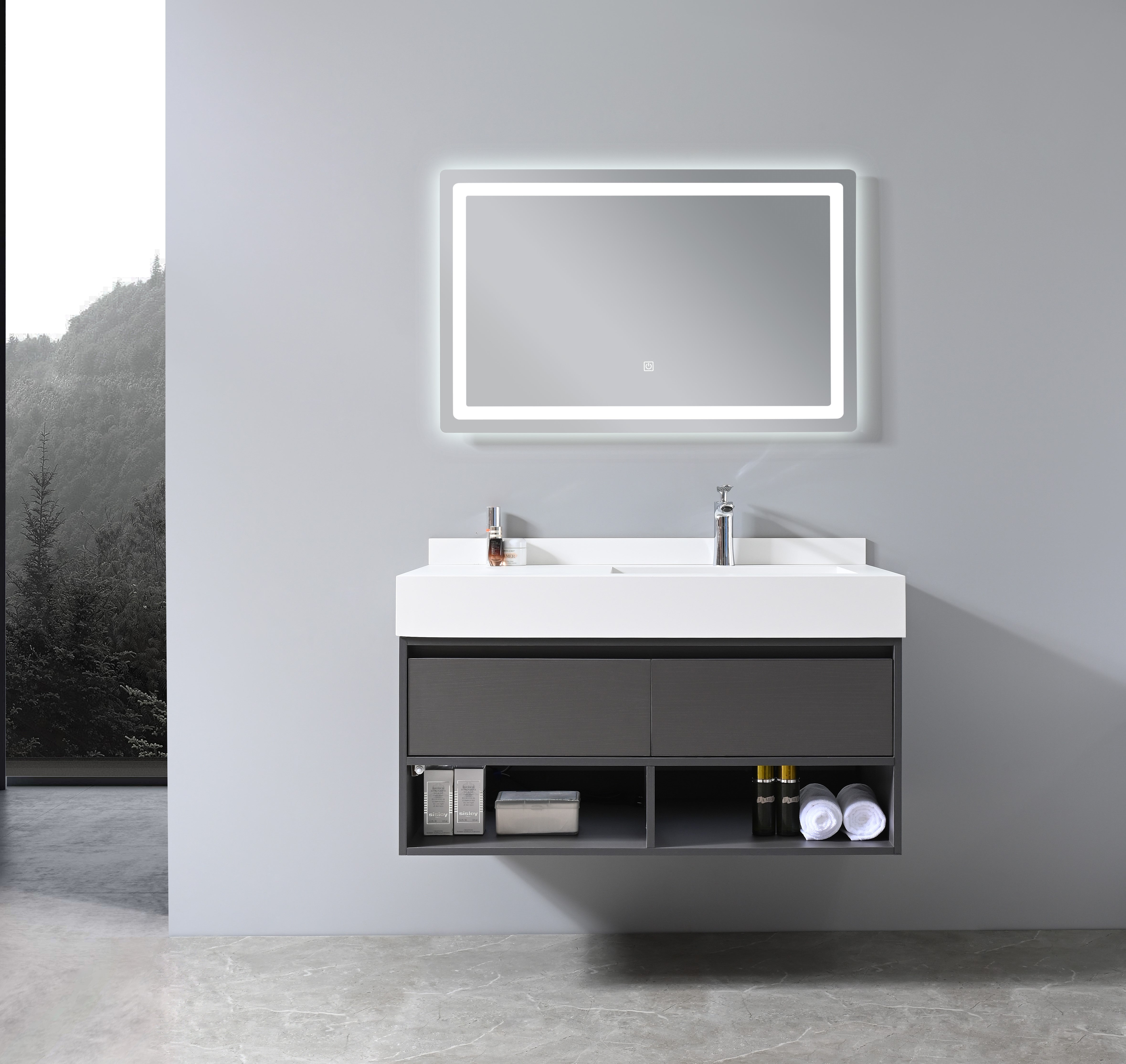 Vanité-Lavabo Aura 40'' Gris LED